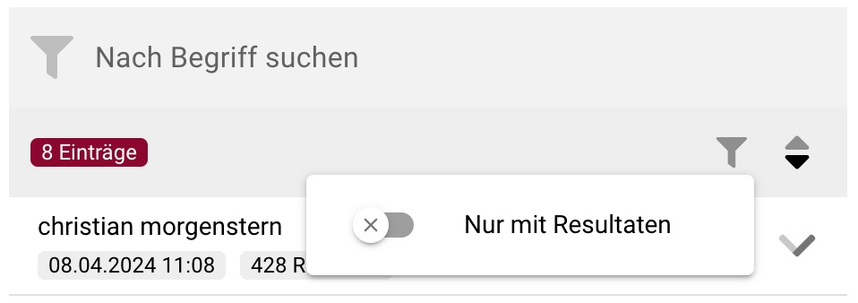 Suchverlauf: Filter